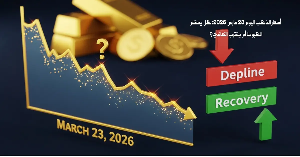 أسعار الذهب اليوم 23 مارس 2026: توقعات هبوط وتصحيح 1 أسعار الذهب اليوم 23 مارس 2026: هل يستمر الهبوط أم يقترب التعافي؟